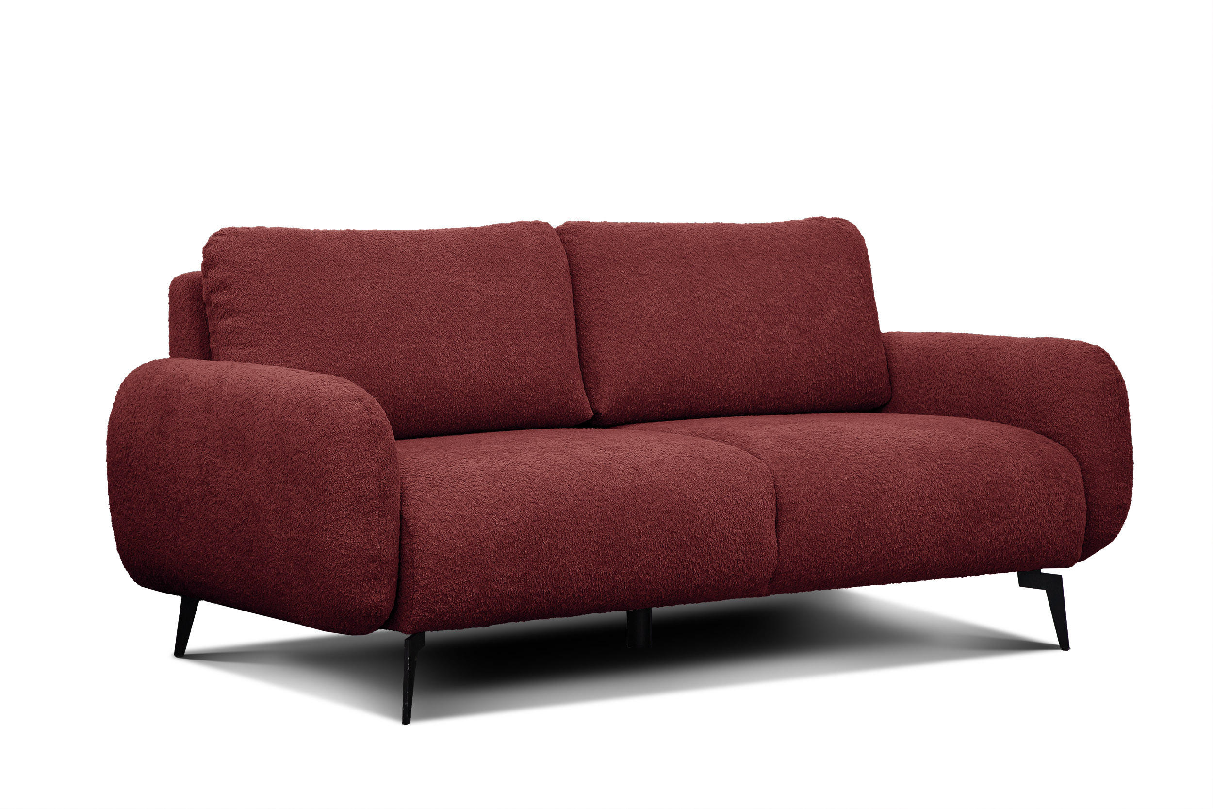 SOFA FEBE 3-Sitzer, bordeaux - Bordeaux/Schwarz, Holz/Textil (190/82/96cm) - Courtois Laville