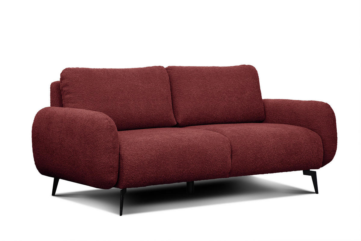 SOFA FEBE 3-Sitzer, bordeaux - Bordeaux/Schwarz, Holz/Textil (190/82/96cm) - Courtois Laville