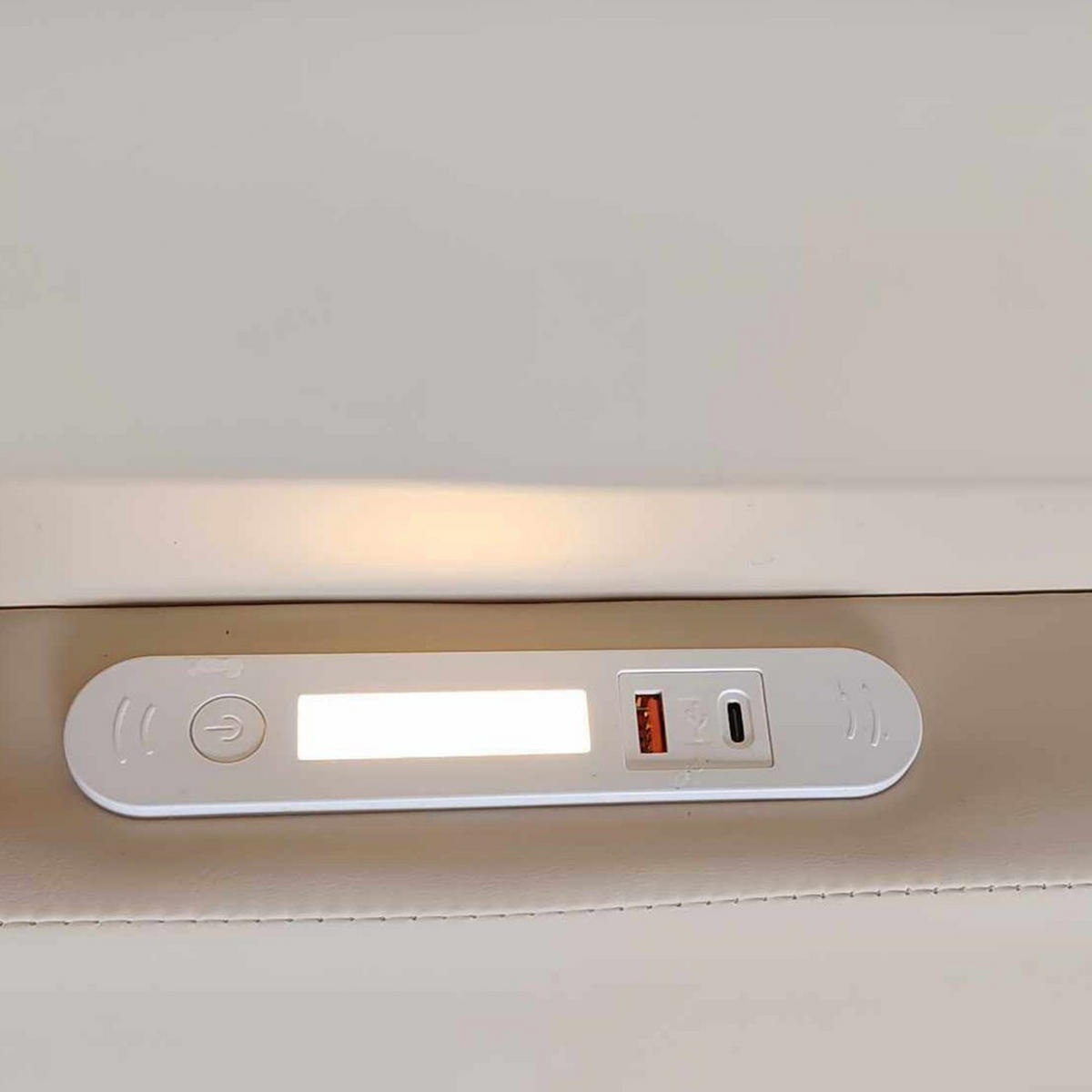 POLSTERBETT 90x200 cm mit Nachtlicht und USB-Ladeanschluss in Beige - Beige, Leder/Holz (90/200cm) - KOMHTOM