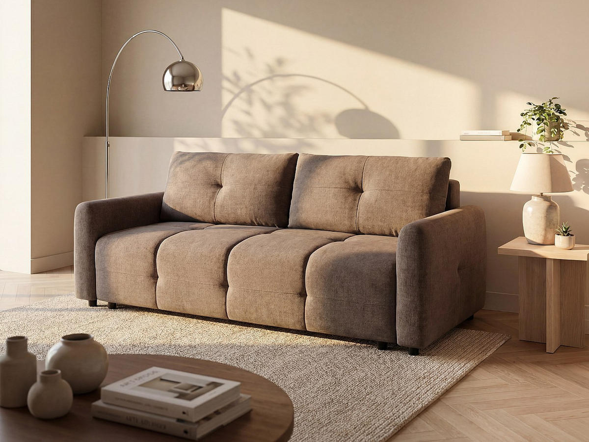 SCHLAFSOFA - 3 Personen - Stoff - Taupe - - Taupe, Textil (218/86/92cm) - Vente-Unique