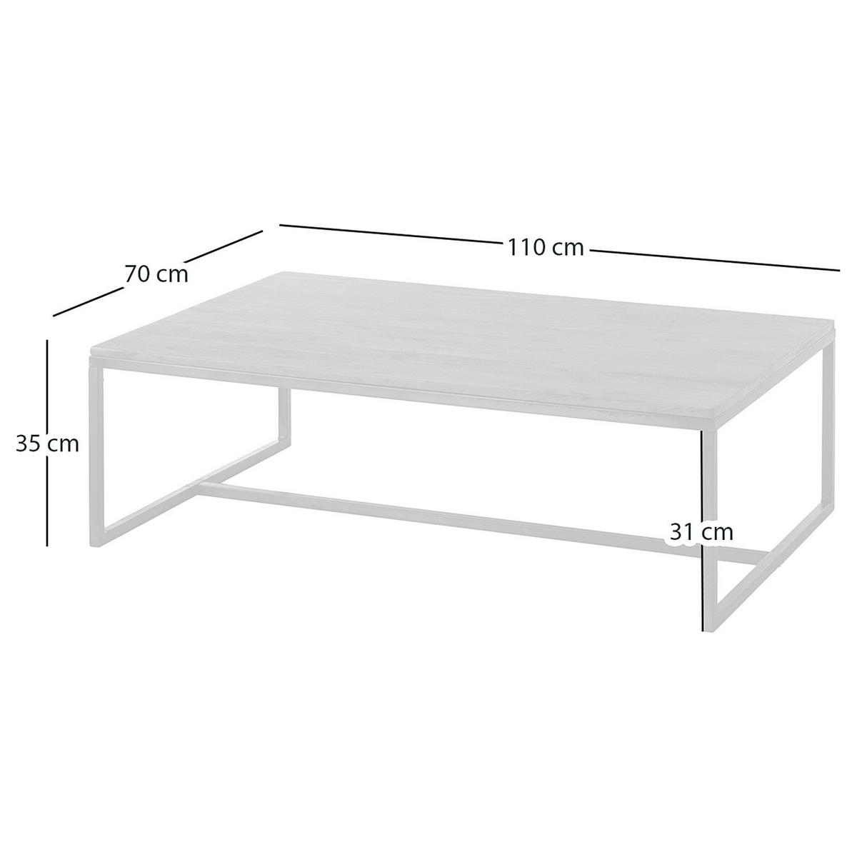 COUCHTISCH - Akazie massiv / Eisen - Akaziefarben, Holz (70/110/35cm) - home24