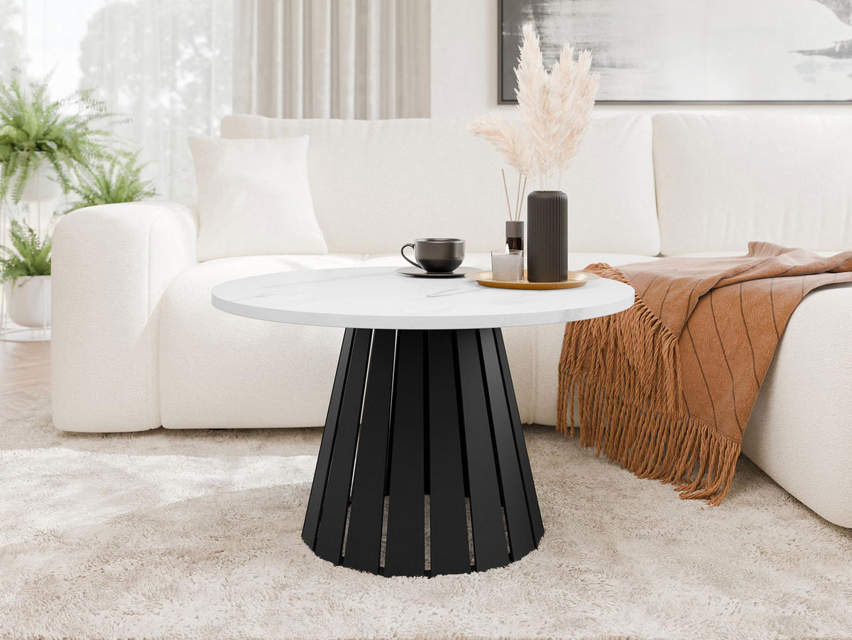 COUCHTISCH Circolo - Schwarz/Weiß, Holzwerkstoff/Metall (75/75/43cm) - MIRJAN24