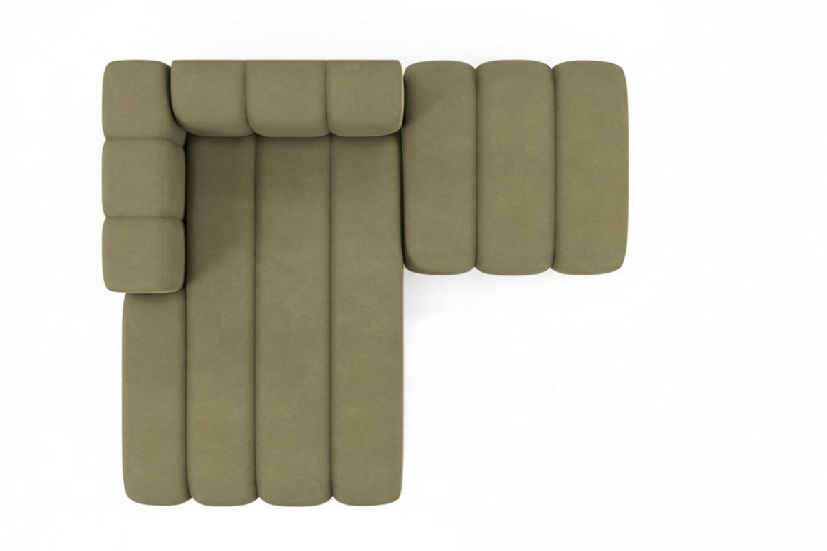 CHAISELONGUE Mit Hocker Grand, Veloursstoff Salvador, Olive, Links - Olivgrün, Holz (204/179cm) - Kaiser Möbel