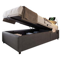 POLSTERBETT 90/200 cm Grau aus Baumwolle und Leinen mit Stauraum - Grau, Textil (90/200cm) - OKMYHOME