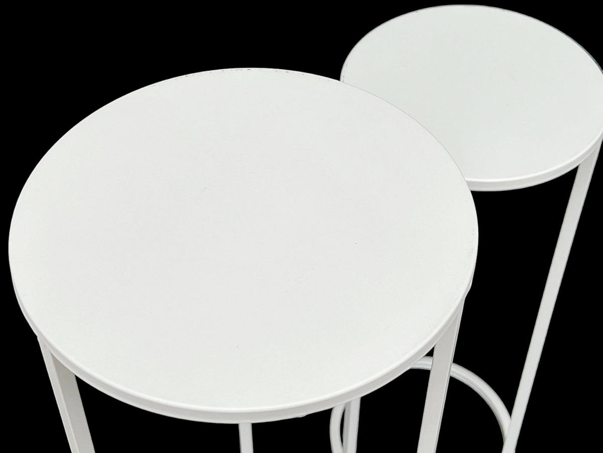 BLUMENHOCKER Metall Weiß Rund 2er Set - Weiß, Metall (20/50/20cm) - DanDiBo
