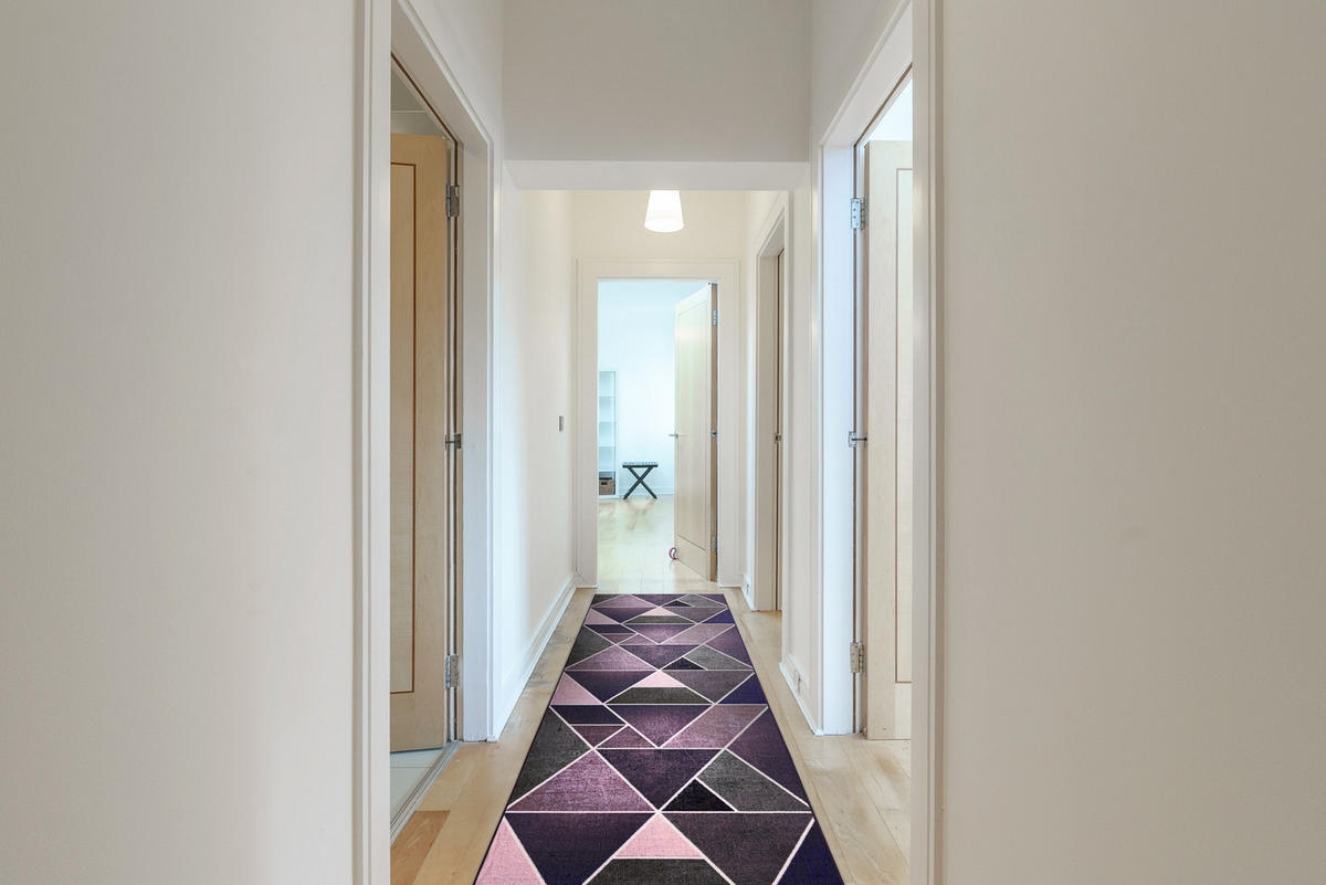 LÄUFER Antirutsch DREIECKE 57/120 cm - Lila, Textil (57/120cm) - rugsX