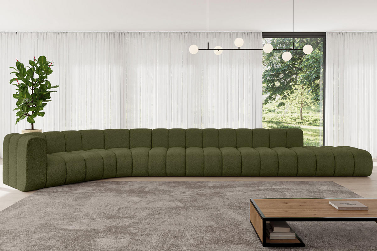 ECKSOFA modulares Sofa Tilmo-L3 - 581x194x70 cm Grün - Grün, Holzwerkstoff/Textil (581/194cm) - ALTDECOR