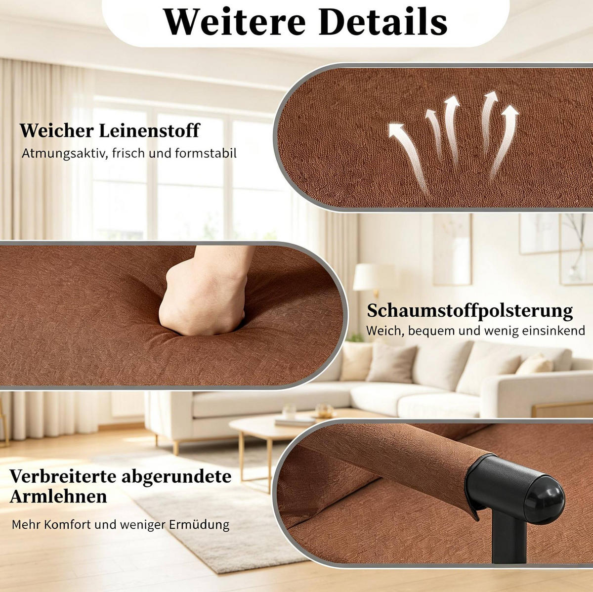 SCHLAFSESSEL 65/78/75 cm in Braun, 3-in-1 mit Schlaffunktion - Braun, Metall (65/78/75cm) - BEAOK