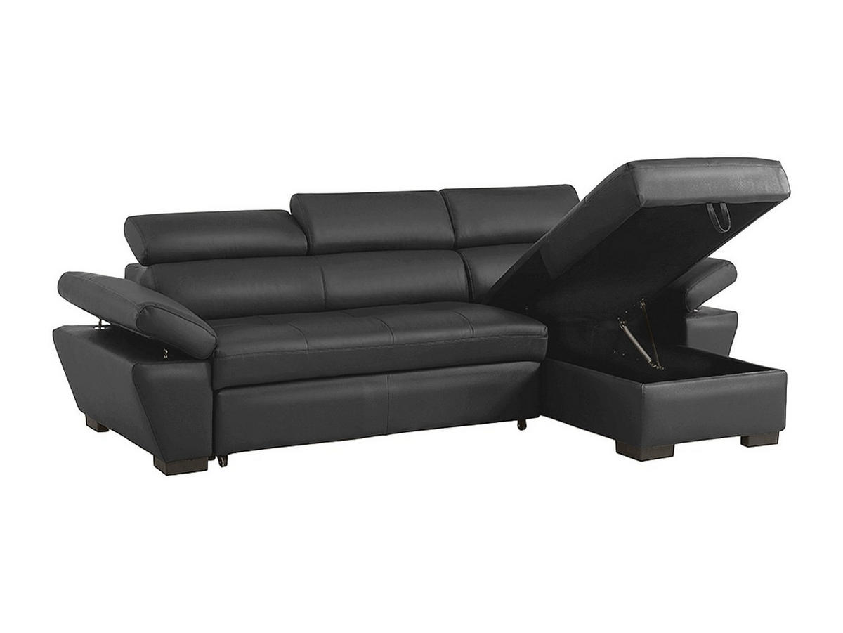 ECKSOFA Leder mit Schlaffunktion - Ecke Rechts - Anthrazit - JONOVA - Anthrazit, Leder (256/154cm) - Vente-Unique