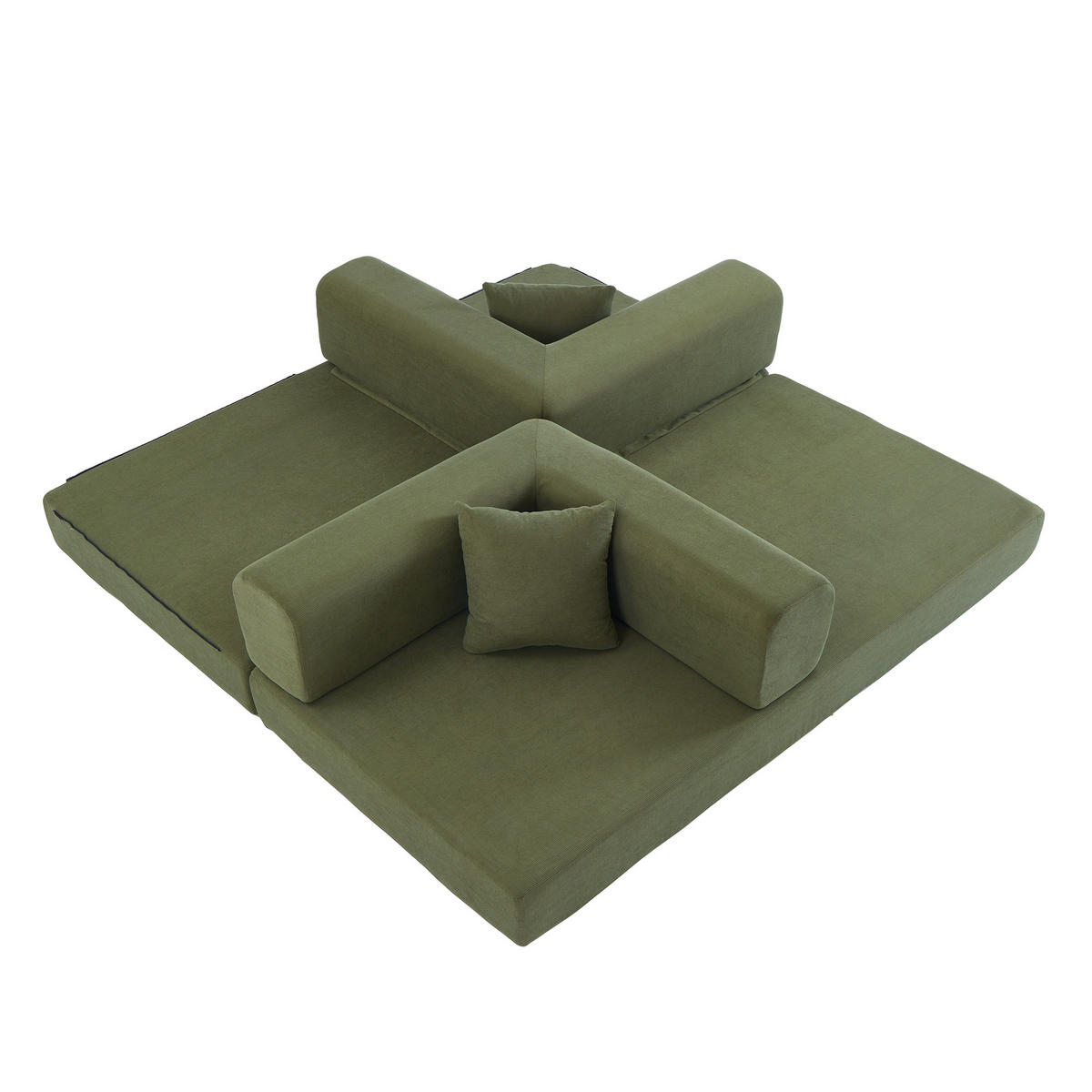 PODNA SOFA s cilindričnim naslonom za leđa, sklopiva, tkanina corduroy - Zelena - zelena, tekstil (100/70/200cm) - KOMHTOM