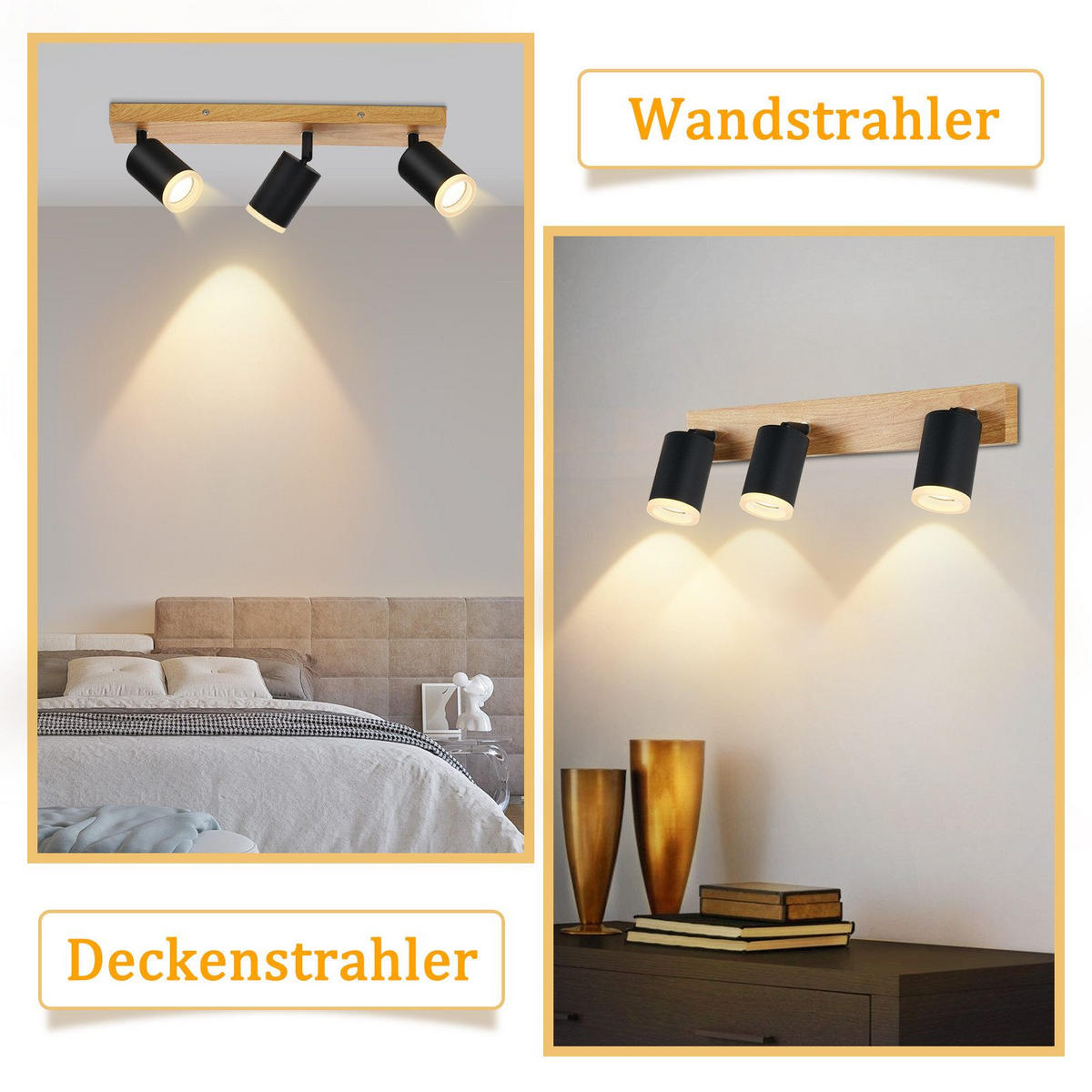 STRAHLER Recklinghausen 3-flammig 41/6/15 cm - Schwarz, Holz (41/6/15cm) - Nettlife