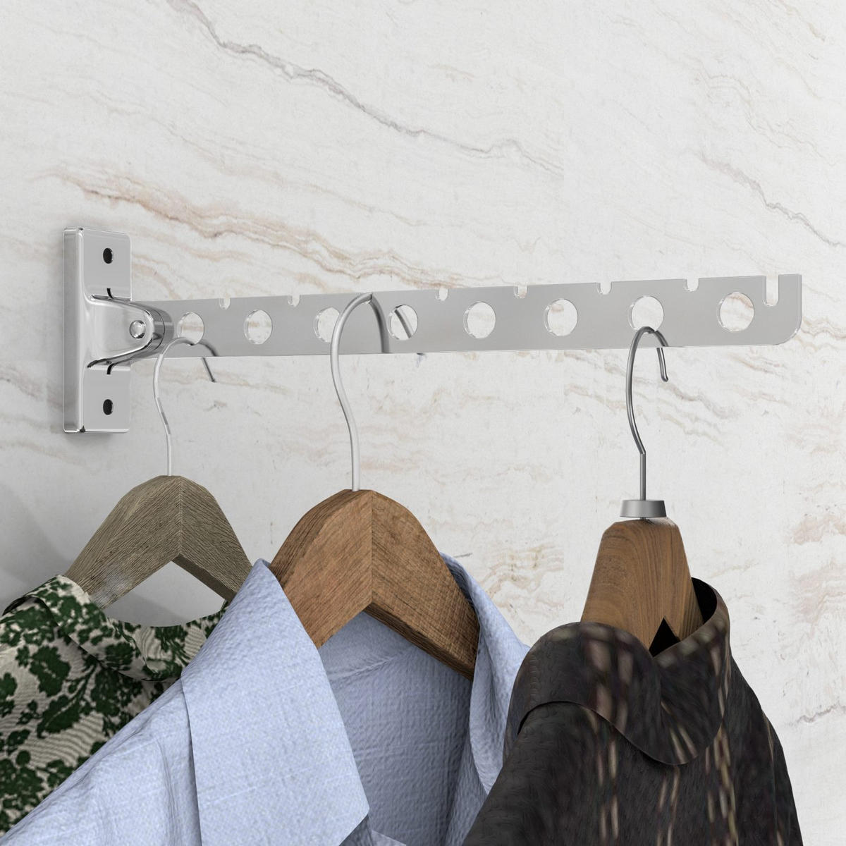 KLEIDERSTANGE Garderobenhaken 30cm Länge - Silberfarben, Metall (31cm) - Intirilife