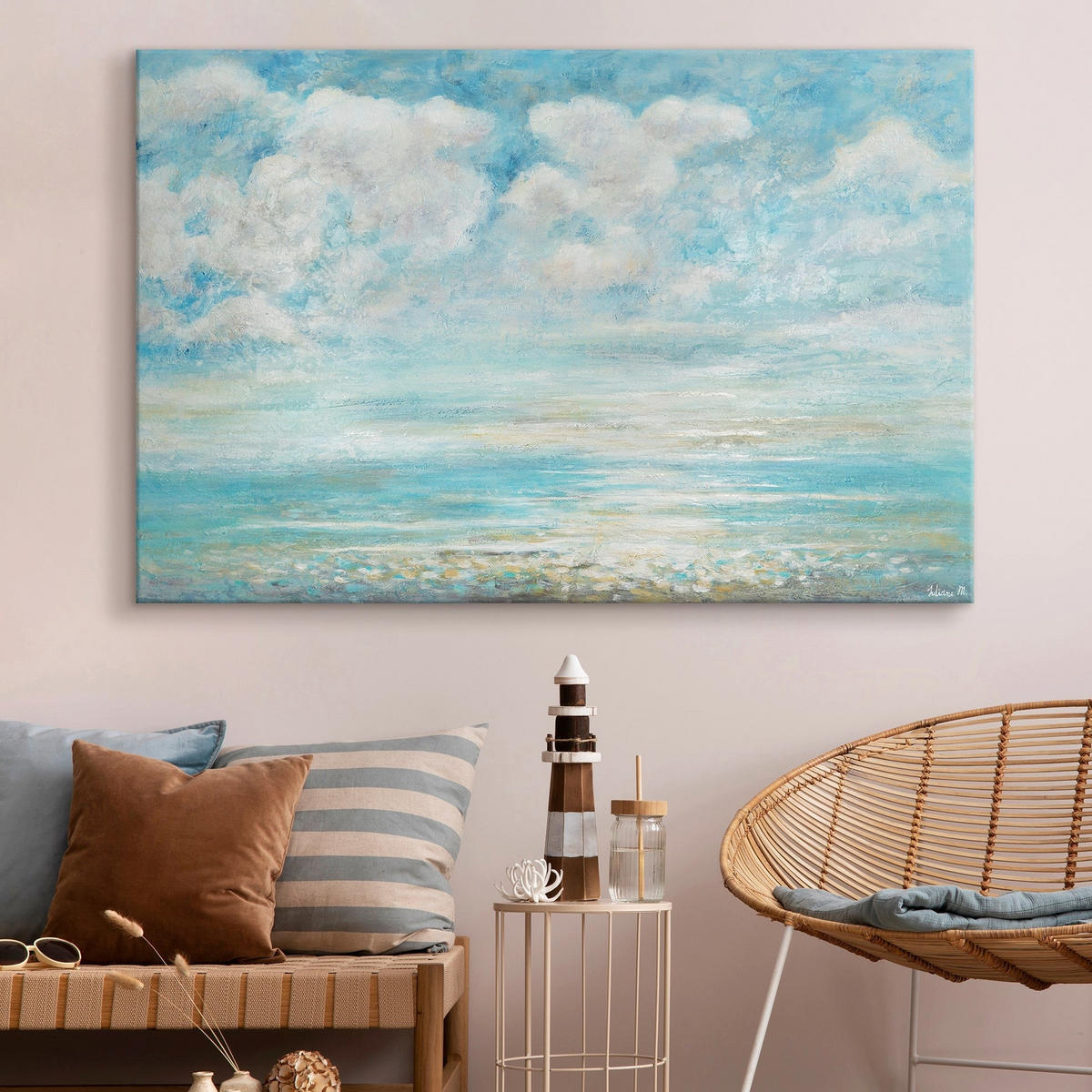 GEMÄLDE Abkühlung auf Keilrahmen 120x80 cm - Blau, Holz (120/80cm) - YS-art gallery