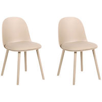 SCAUN DE BUCĂTĂRIE set de 2 piele ecologică bej Ankeny - bej, material plastic (46/80/48cm) - Beliani