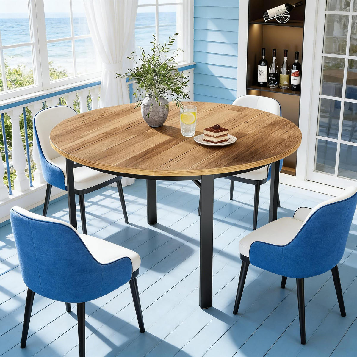 ESSTISCH Braun 118.5/118.5/76 cm - Schwarz, Holz (118.5/118.5/76cm) - PANGIVO