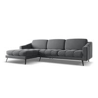 ECKSOFA Links Samt Stoff Grau - Dunkelgrau/Schwarz, Textil/Metall (160/264cm) - Makamii