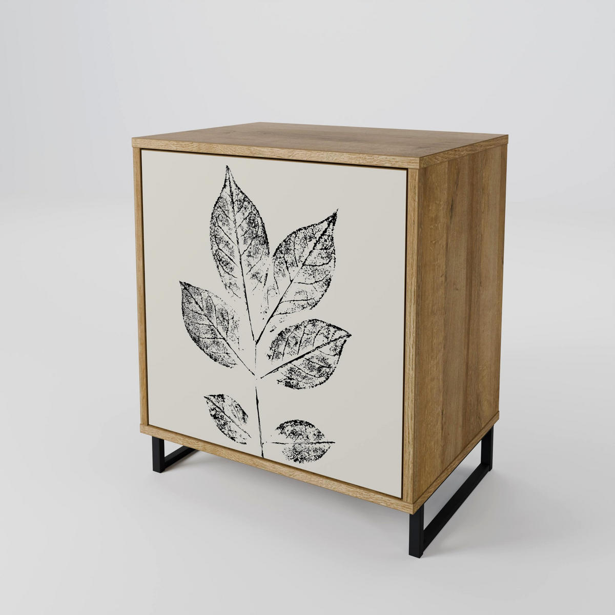 SIDEBOARD LEAFY STAMPS, Eichefarben, 57,5x42x57,5 cm, Ohne Füße - Eichefarben/Multicolor, Holzwerkstoff (57.5/57.5/42cm) - SpaceRebels