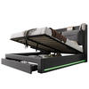 POLSTERBETT 160/200 cm Dunkelgrau mit hydraulischem Bettkasten und LED-Beleuchtung - Dunkelgrau, Textil (160/200cm) - OKWISH