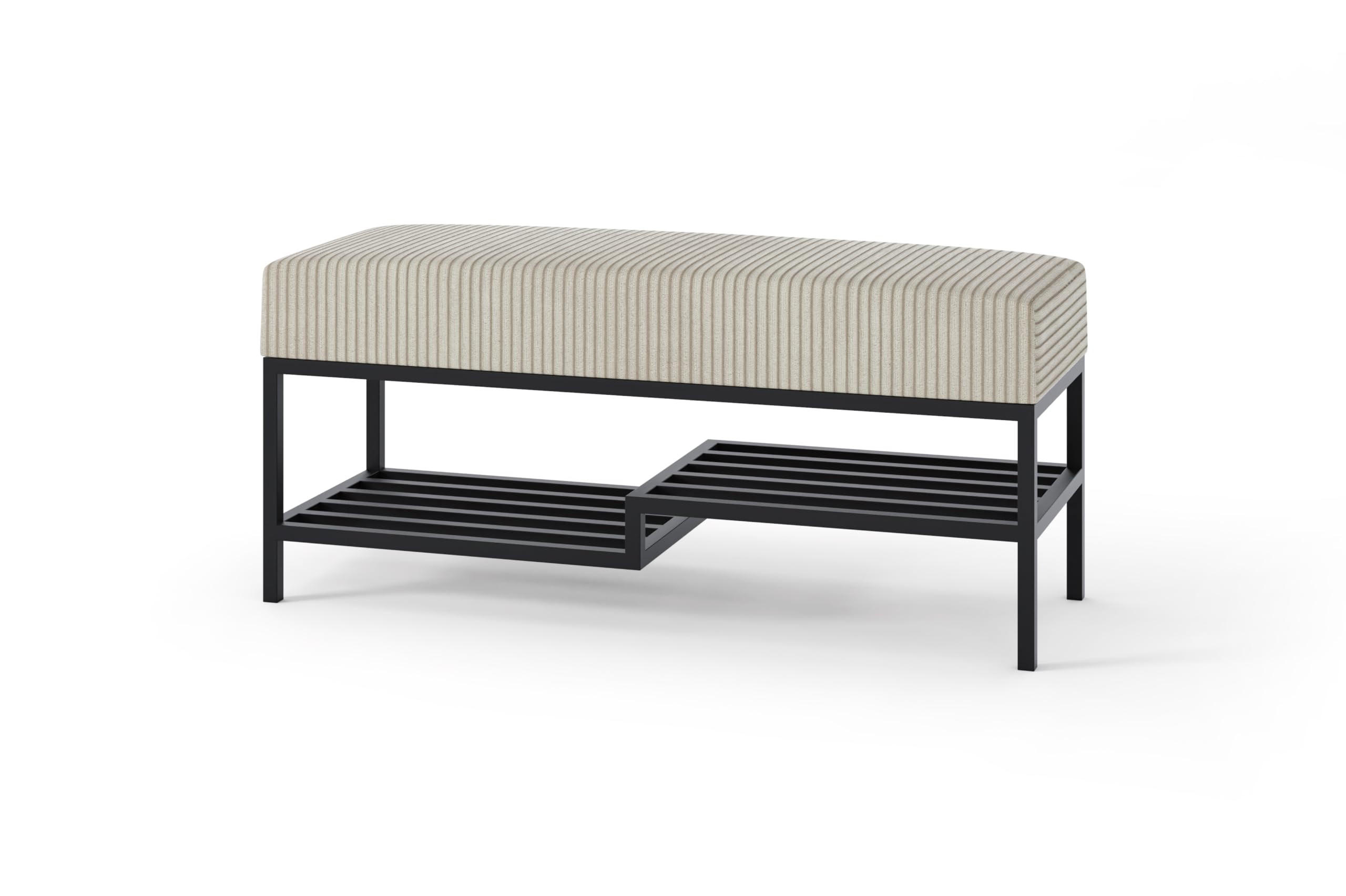 SITZBANK Loft 100 × 45 cm Schwarz/Beige - Beige/Schwarz, Metall (100/45/35cm) - Design Möbel