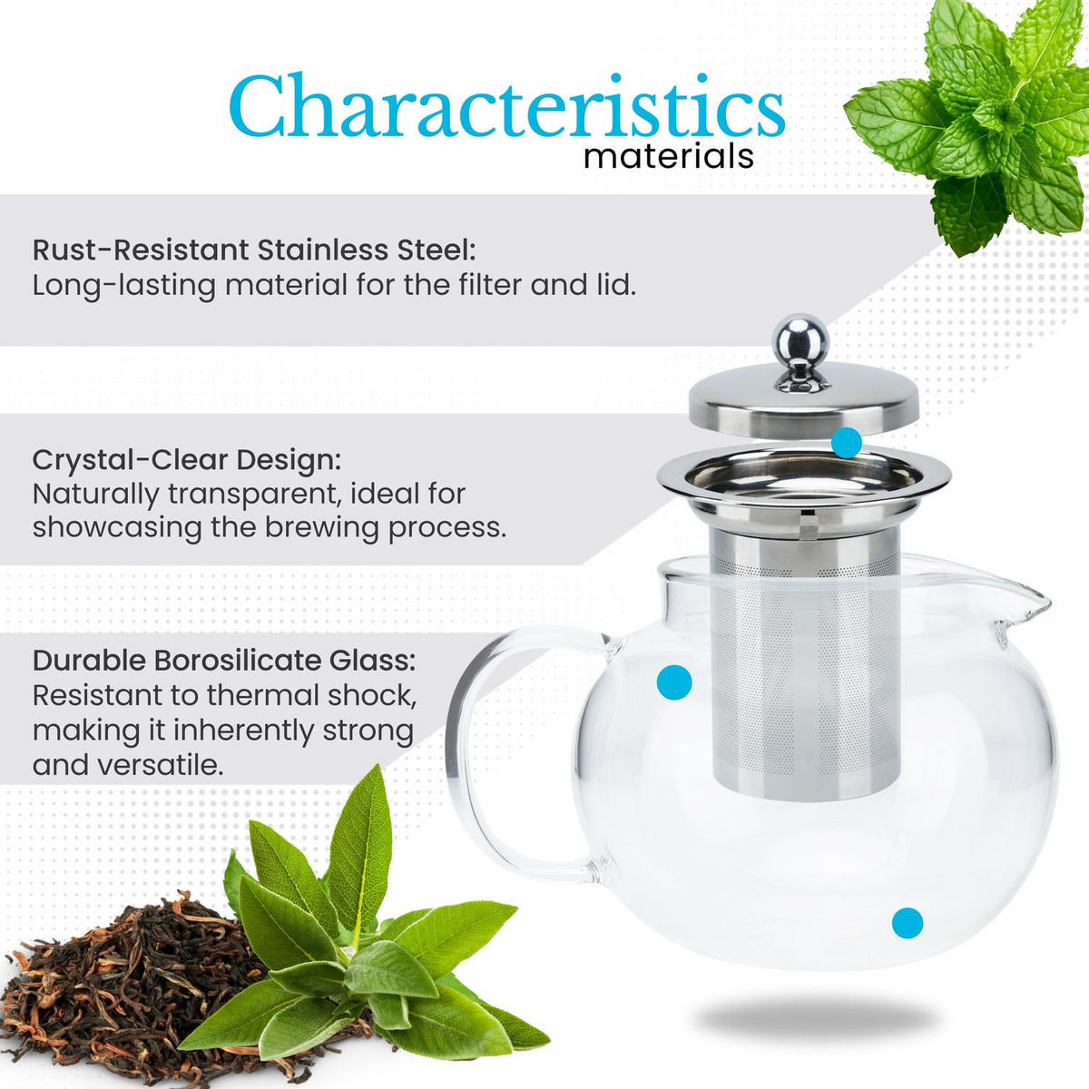 TEEKANNE mit Filter 800ml - Transparent, Glas (0.8L) - Intirilife