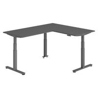 ECKSCHREIBTISCH elektrisch höhenverstellbar L-Form 200/160/74 cm in Graphitfarben/Graphitfarben - Graphitfarben, Holzwerkstoff (200/160/74cm) - bümö