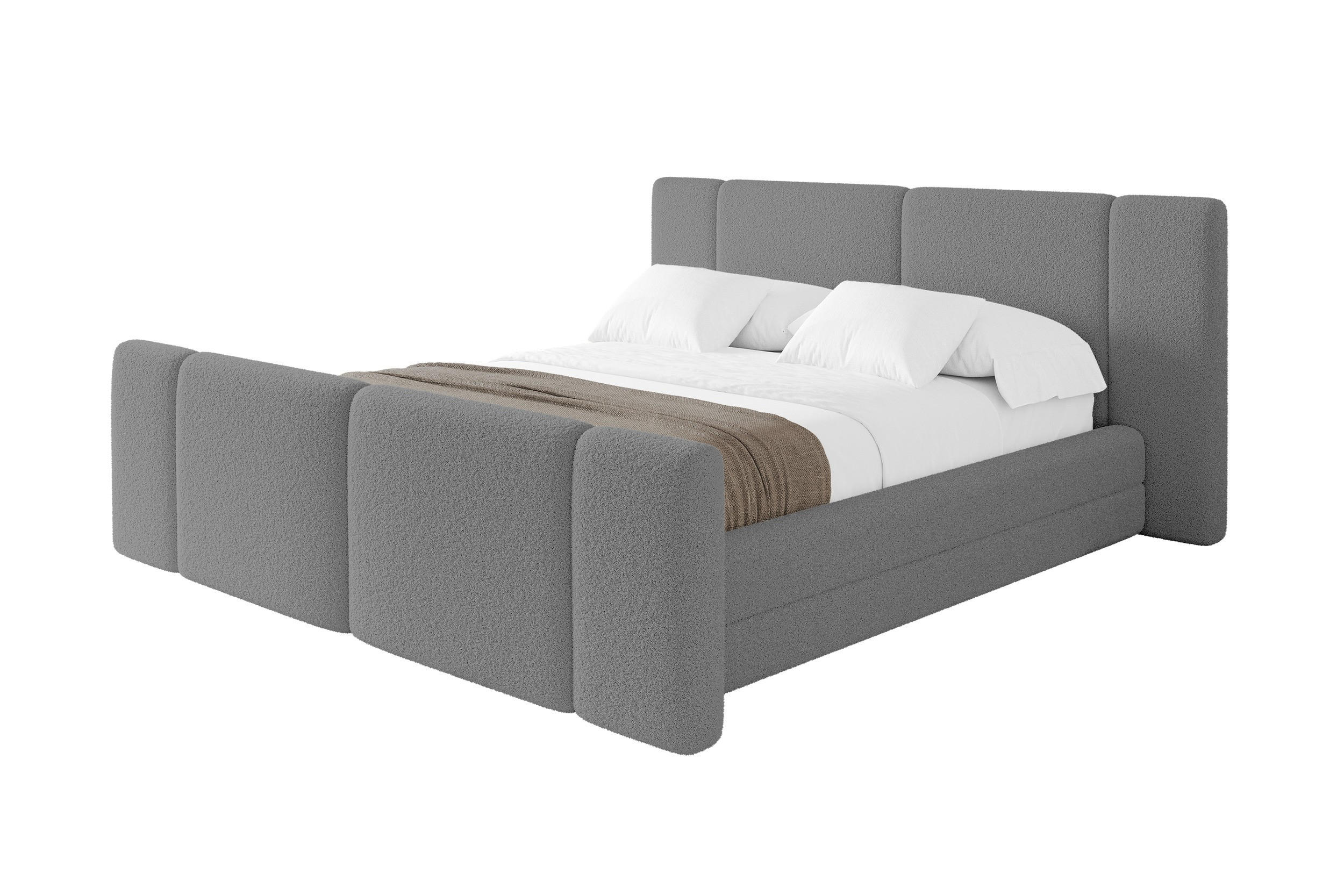 POLSTERBETT mit Bettkasten, Fußteil und Lattenrost, Bett mit Matratze H3/H4 - TEVO-Z 140x200 Grau - Greige, Holzwerkstoff/Textil (140/200cm) - ALTDECOR