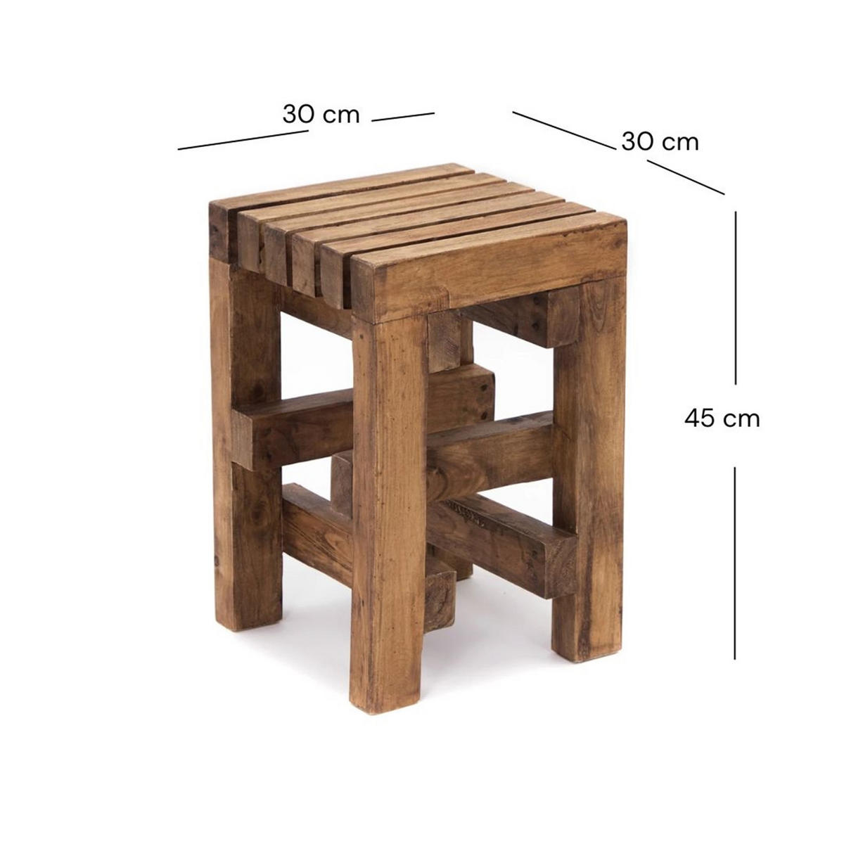 HOCKER Tetris Mahagoni Massivholz - Naturfarben, Holz (30/45/30cm) - CREEDWOOD