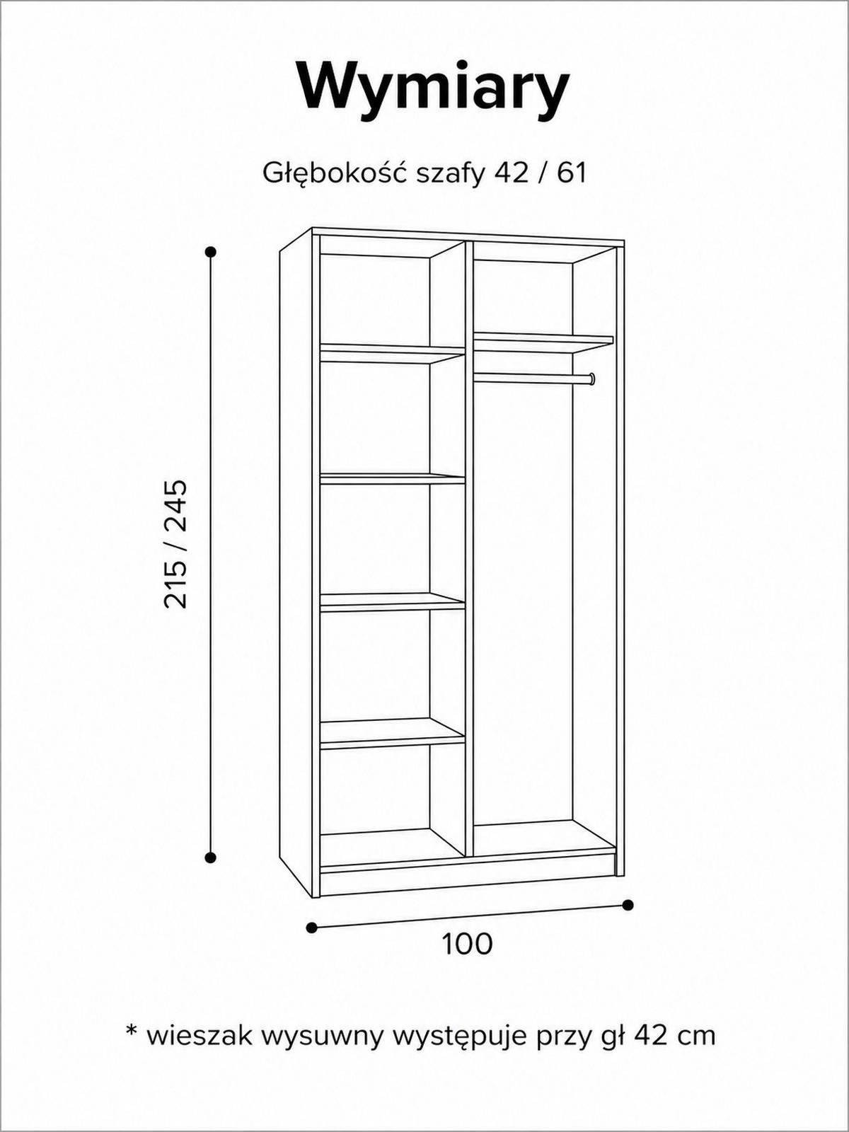 DREHTÜRENSCHRANK Riva 2-türig mit Spiegel Eiche Craft Gold – Kleiderschrank mit Einlegeböden & Kleiderstange für Schlafzimmer & Garderobe - Goldfarben, Holzwerkstoff (100/215/42cm) - BM-Möbel