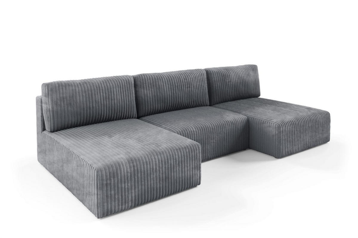 WOHNLANDSCHAFT Natalia - Grau, Holzwerkstoff/Textil (304/85/149cm) - Fun Möbel