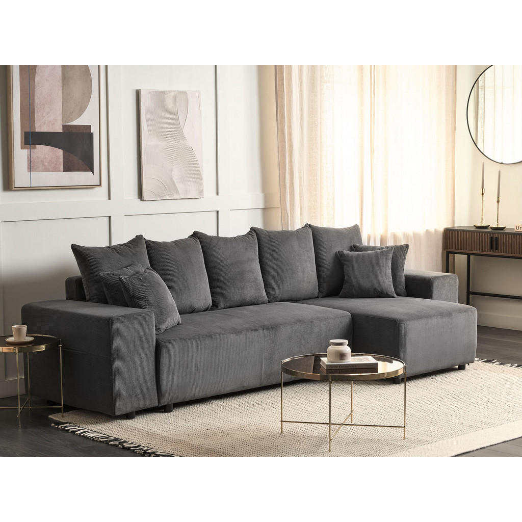 Thumbnail - Beliani 3-Sitzer-Ecksofa, Schwarz, Grau, Textil, L-Form, 294x130 cm, Wohnzimmer, Sofas & Couches, Wohnlandschaften, Ecks...