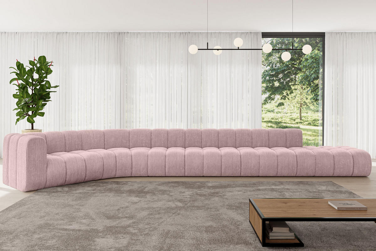 ECKSOFA modulares Sofa Tilmo-L3 - 581x194x70 cm Rosa - Rosa, Holzwerkstoff/Textil (581/194cm) - ALTDECOR