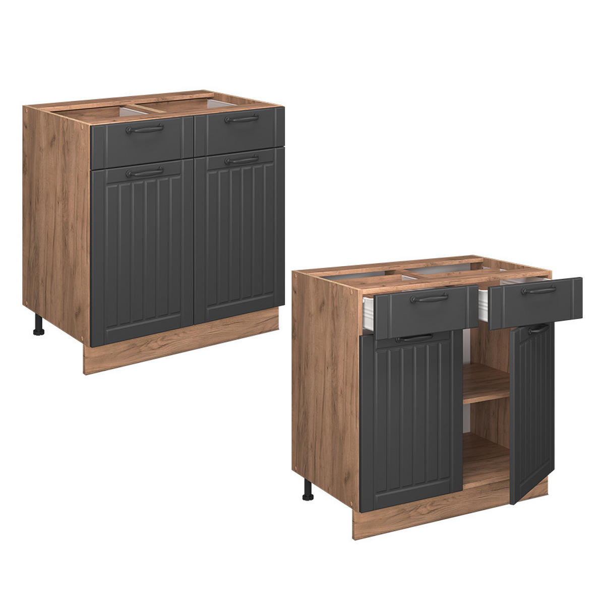 SPODNÍ SKŘÍŇKA KUCHYŇSKÉ LINKY Fame-Line Tmavě šedá - medově dubová/tmavě šedá, kompozitní dřevo (80/82/60cm) - Vicco