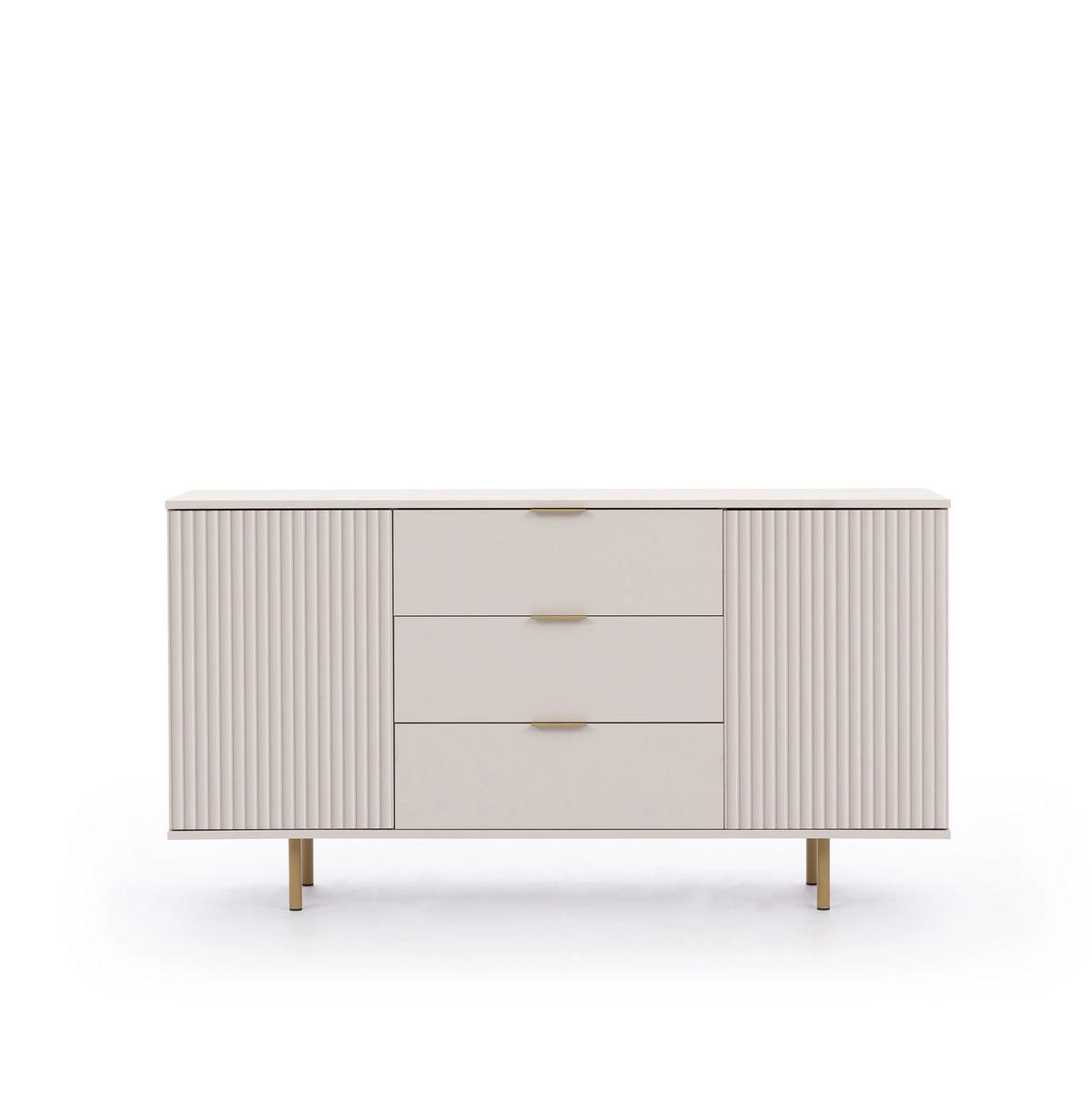 KOMMODE Nubia K2D3S Kaschmir - Kaschmir/Goldfarben, Holzwerkstoff/Metall (150/80/41cm) - Ravio