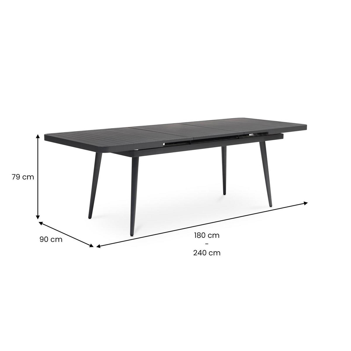 GARTENMÖBEL SET SUNNY 9er Set grau, schwarz - Grau, Metall - IDIMEX