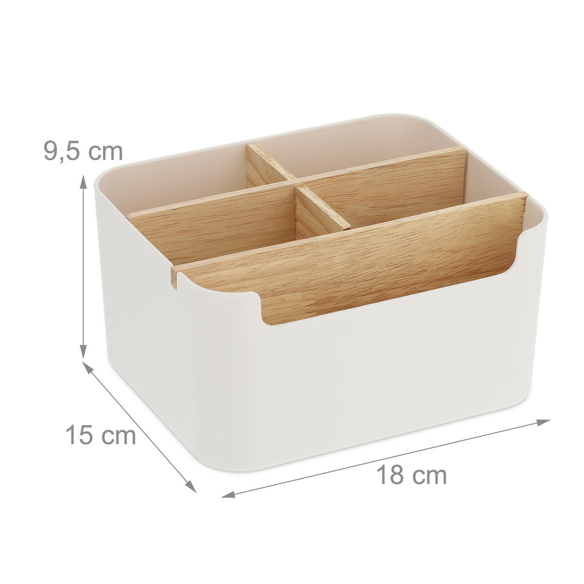 SCHREIBTISCHORGANIZER - Weiß, Holz/Kunststoff (15/18/9.5cm) - Relaxdays