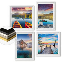 WANDBILDER 4er-Set - 50x50 cm & 40x60 cm Weißer Rahmen - Seen- und Berglandschaft Łódź - Weiß, Kunststoff (50/50cm) - ArtPrintCave