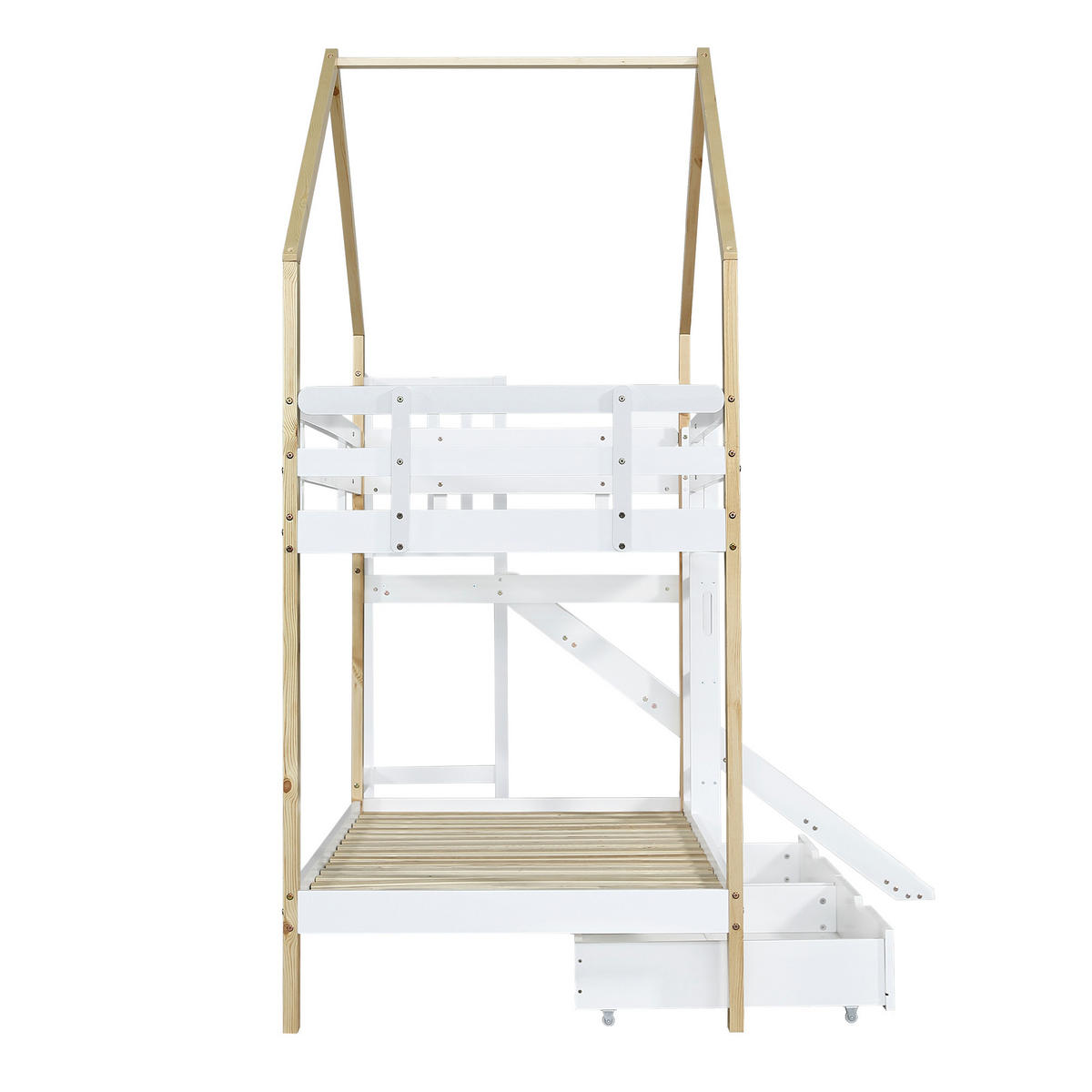 ETAGENBETT Haus Weiß/Natur 90x200 cm 2-tlg. - Weiß, Holz (90/200cm) - ComfortXL