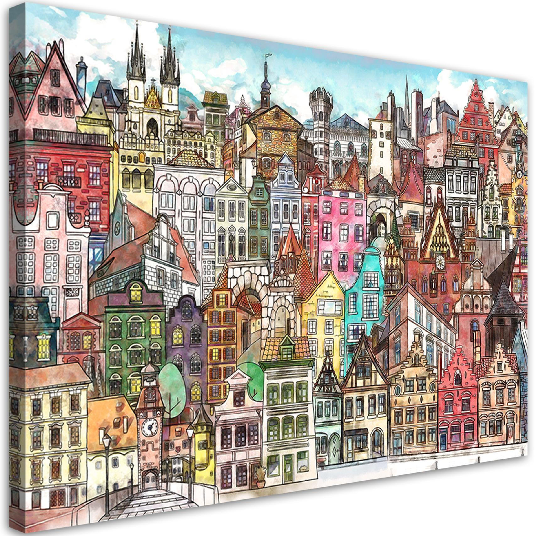 WANDBILD fröhliche stadt - Multicolor, Textil (60/40cm) - Feeby