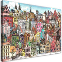 WANDBILD fröhliche stadt - Multicolor, Textil (60/40cm) - Feeby