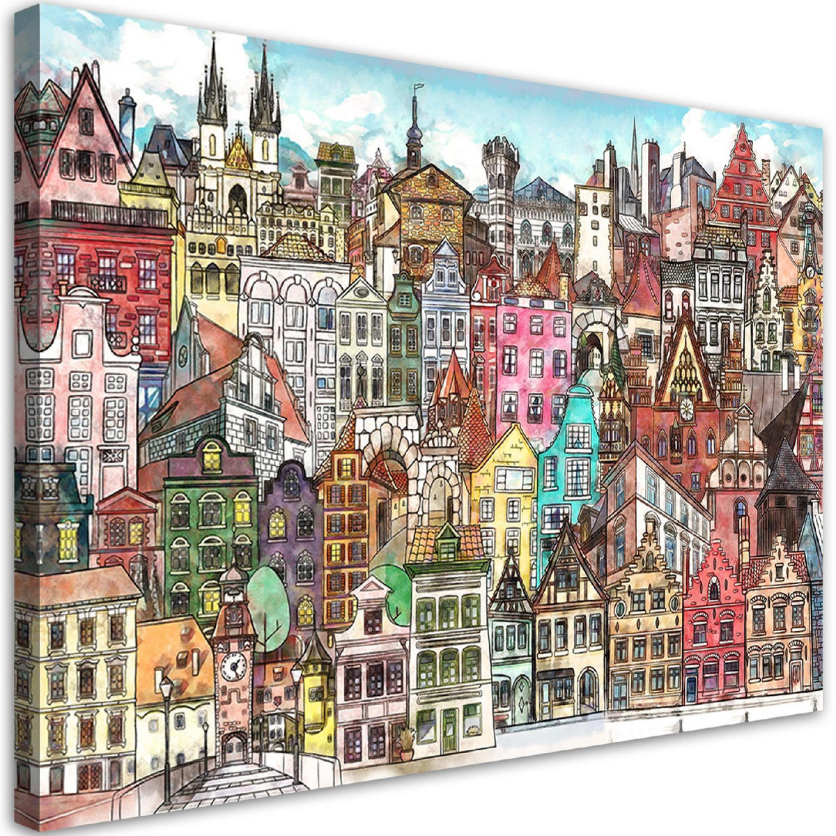 WANDBILD fröhliche stadt - Multicolor, Textil (60/40cm) - Feeby