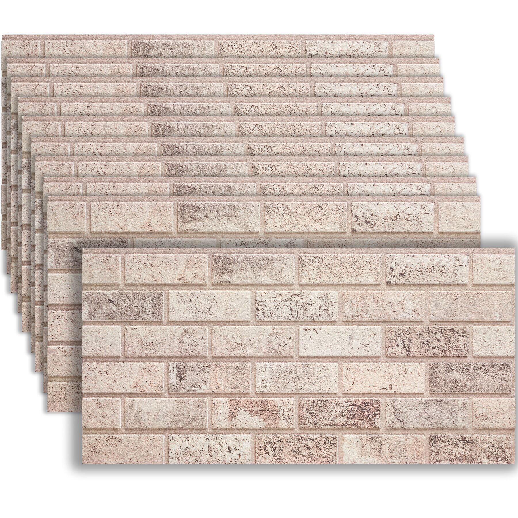 3D-WANDPANEELE , 100 x 50 x 2 cm, 5 m² Abdeckungsfläche, flexibel zuschneidbar, Backstein taubegrau - Schieferfarben, Kunststoff (50/2/100cm) - tectake