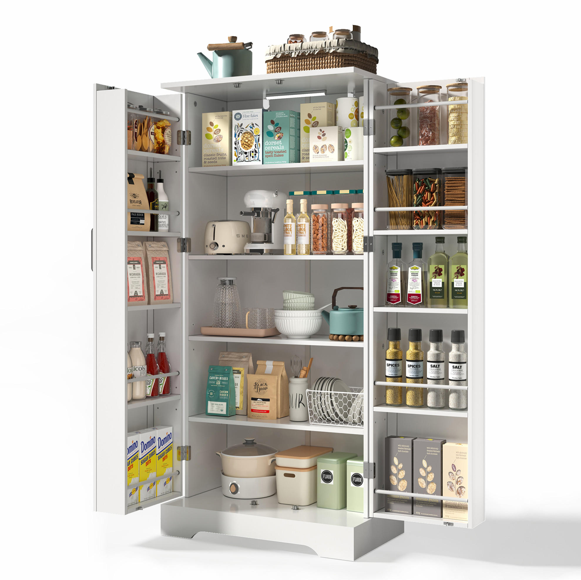 BUFFET 60/35/128 cm aus MDF mit LED-Sensorleuchte Weiß - Weiß, Holzwerkstoff (60/128/35cm) - Modenvie