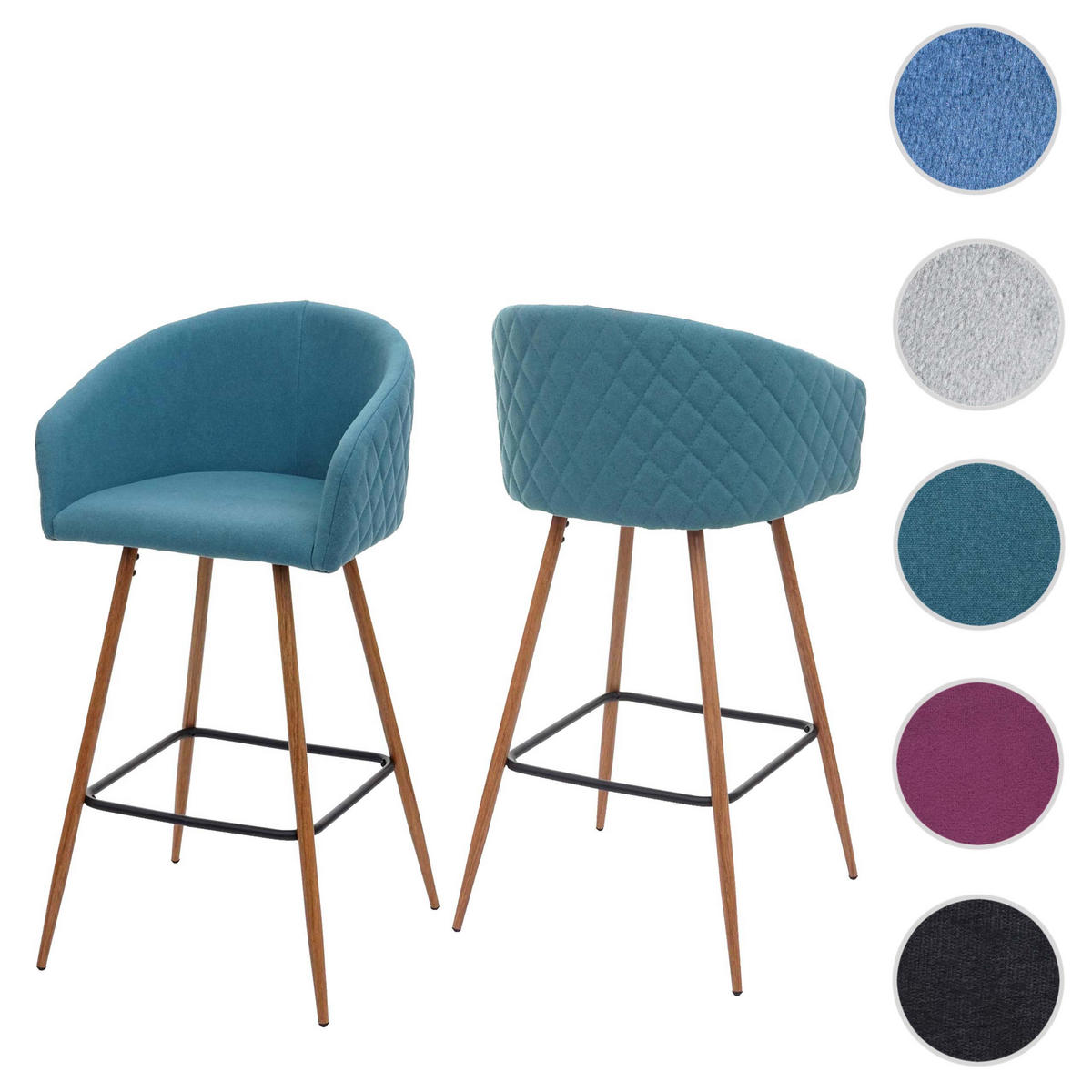 BARHOCKER Türkis 2er-Set - Türkis, Textil (53/100/50cm) - MCW
