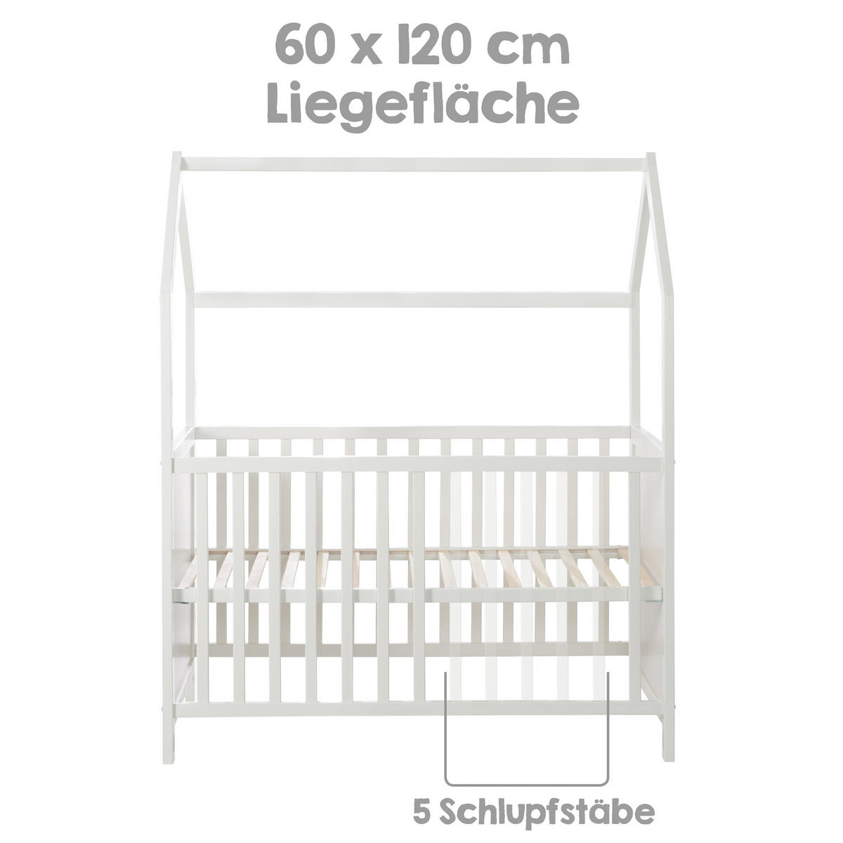 HAUSBETT 60 x 120 cm weiß - Weiß, Holzwerkstoff (60/120cm) - Roba