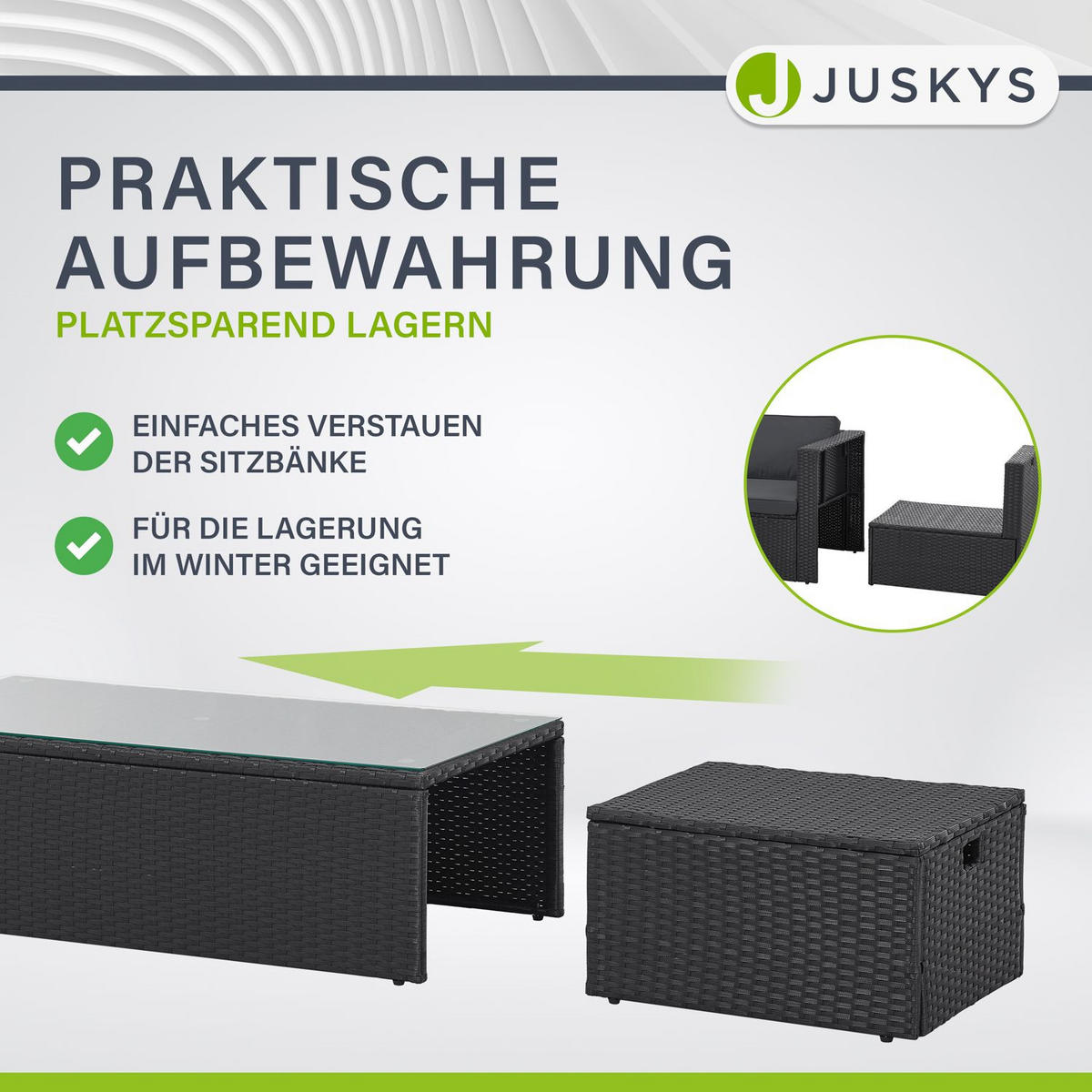 LOUNGEGARNITUR Salou schwarz - Schwarz, Kunststoff - Juskys