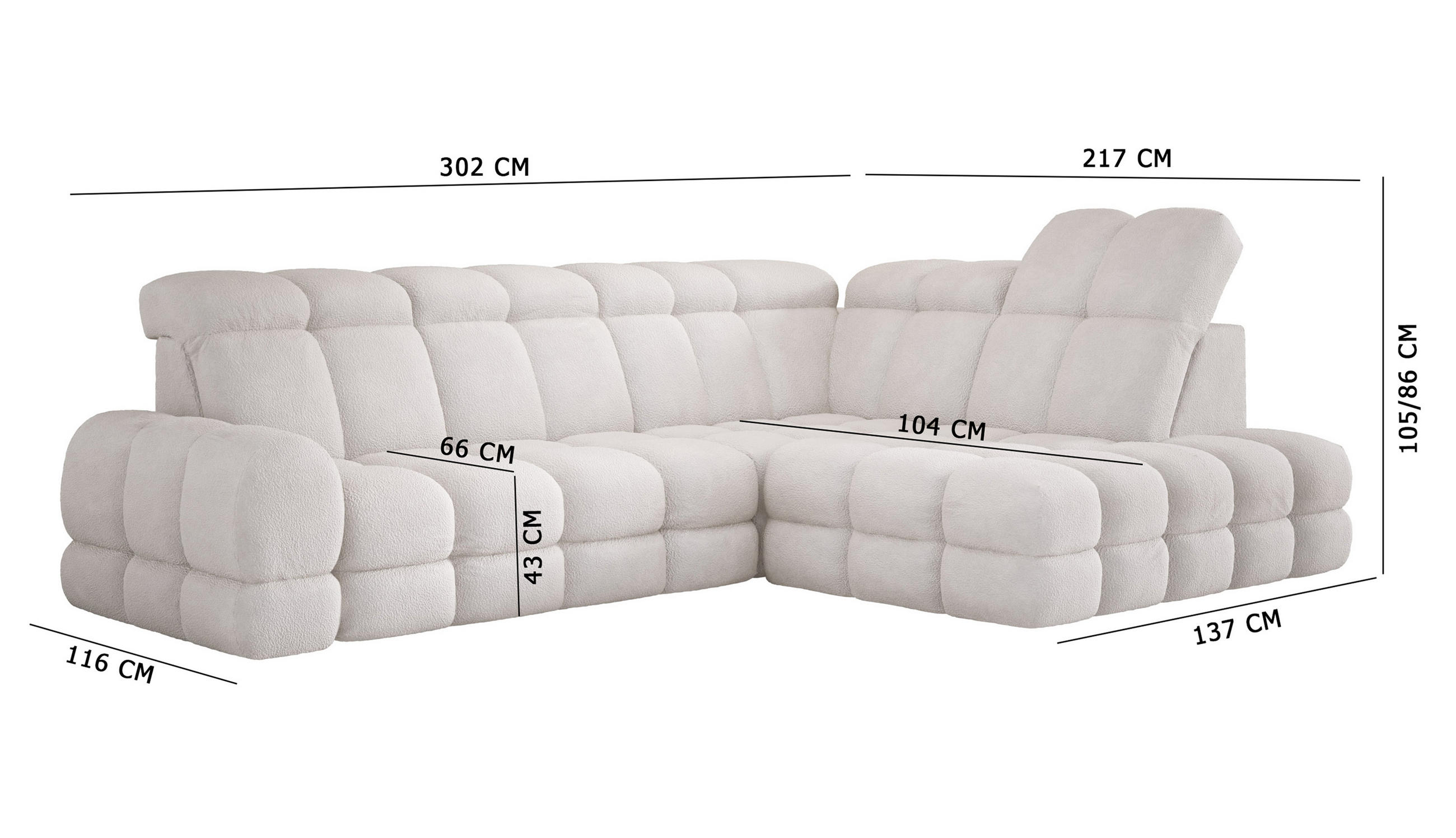 Thumbnail - DomoHome Ecksofa, Wildeiche, Textil, Rechteckig, 302x217 cm, Wohnzimmer, Sofas & Couches, Wohnlandschaften, Ecksofas