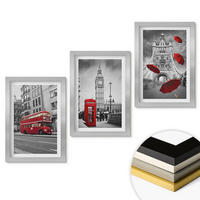 WANDBILDER 3er Set - 20x30 cm Silberner Rahmen - Red Accents London - Silberfarben, Kunststoff (20/30cm) - ArtPrintCave