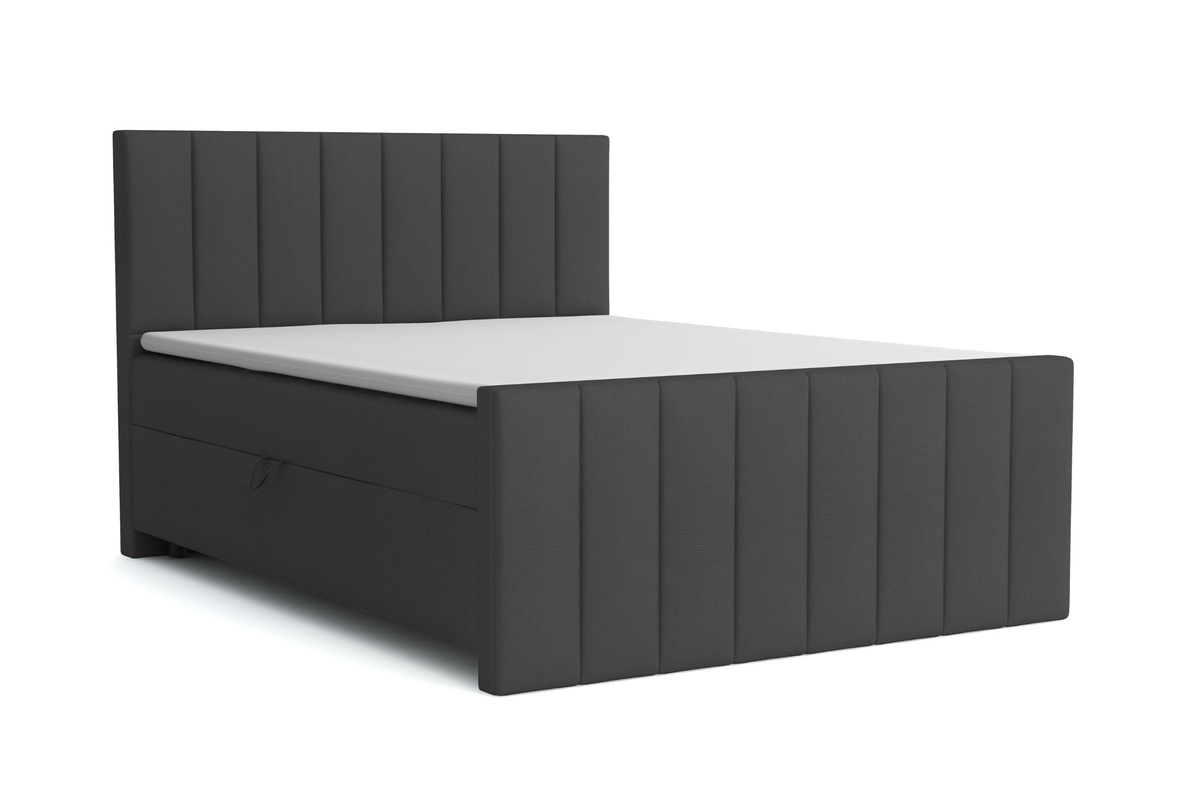 BOXBETT FEN 180/200 Velours Anthrazit mit Taschen-Federkernmatratzen 7 Zonen H4 - Anthrazit, Holz/Holzwerkstoff (180/200cm) - Deine Möbel 24