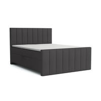 BOXBETT FEN 180/200 Velours Anthrazit mit Taschen-Federkernmatratzen 7 Zonen H4 - Anthrazit, Holz/Holzwerkstoff (180/200cm) - Deine Möbel 24