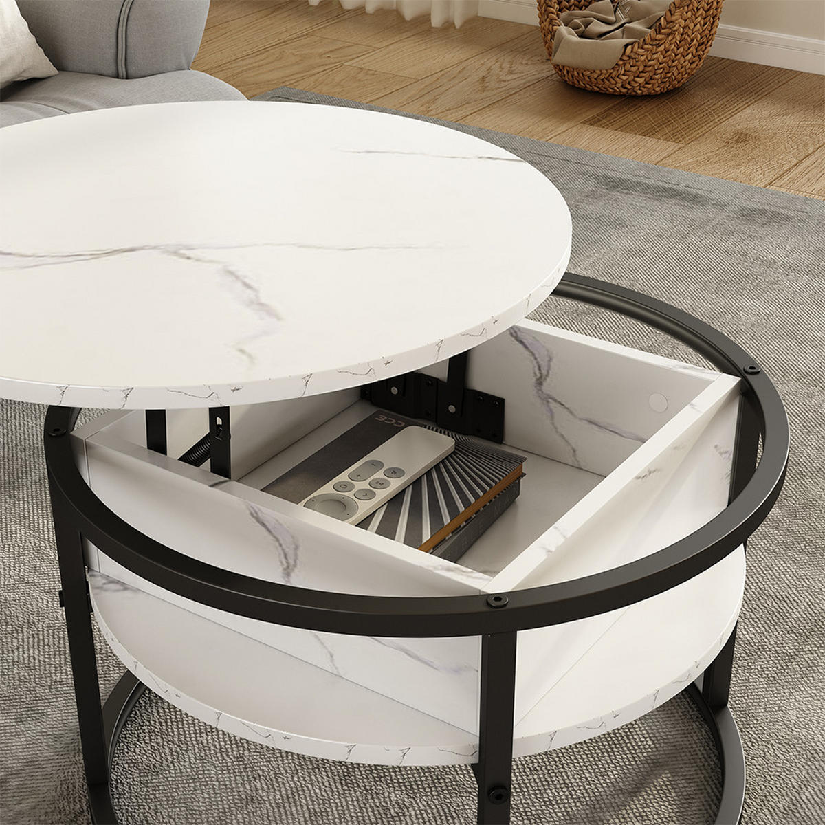 COUCHTISCH Marlo Marmor Weiß 57 x 57 cm - Weiß, Holzwerkstoff (57/57/47.5cm) - Vicco